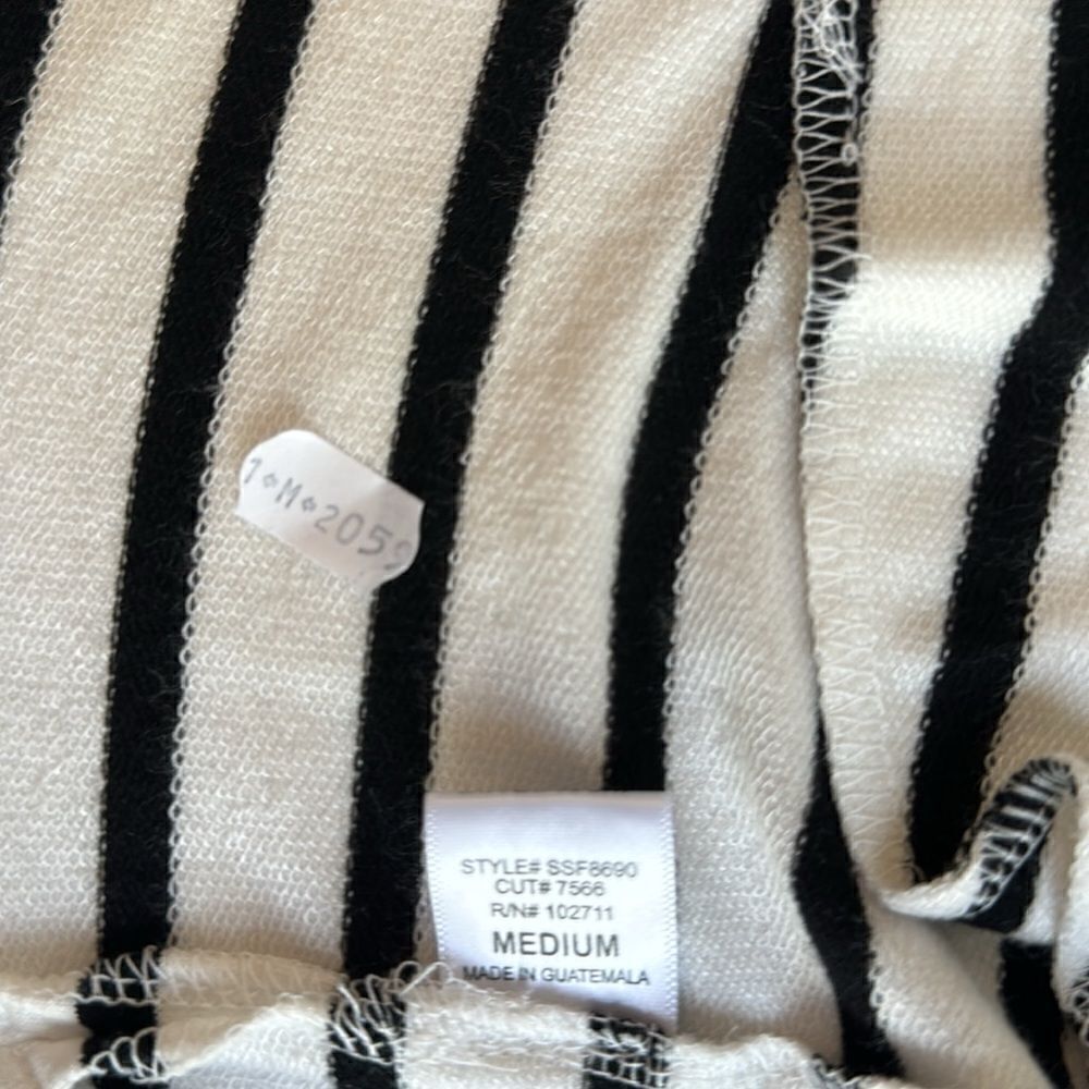 Gibson Como Knit dress Black White Stripe jersey sleeveless belted dress M - Picture 7 of 11